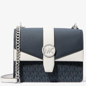 Michael Kors Greenwich Small Color-Block Signature Crossbody Bag Admiral Blue